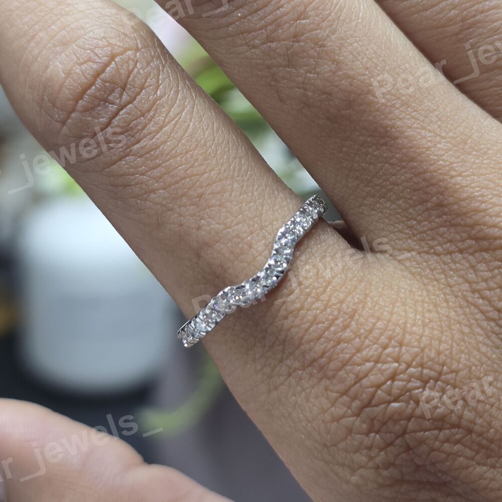 925 Sterling Silver Iced Out VVS Moissanite Diamond Engagement Wear Unisex Set of Two Ring