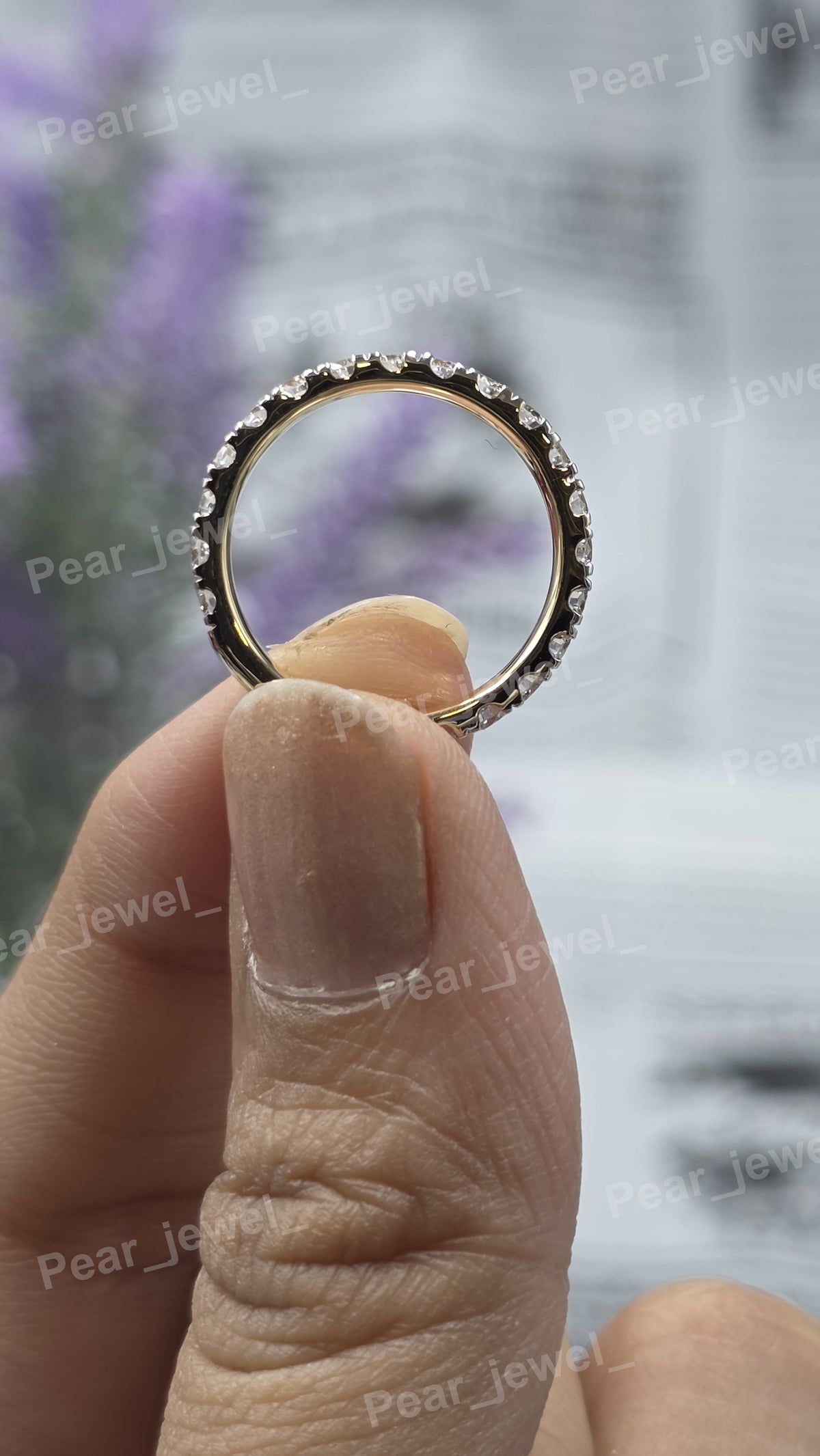 Round Cut VVS Moissanite Half Eternity Band Diamond Wedding Ring Band