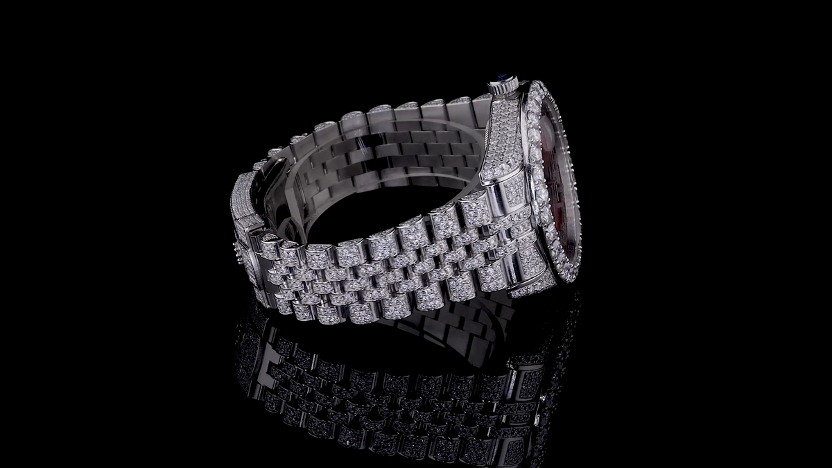 Stainless Steel Iced Out Automatic VVS Moissanite Diamond Watch