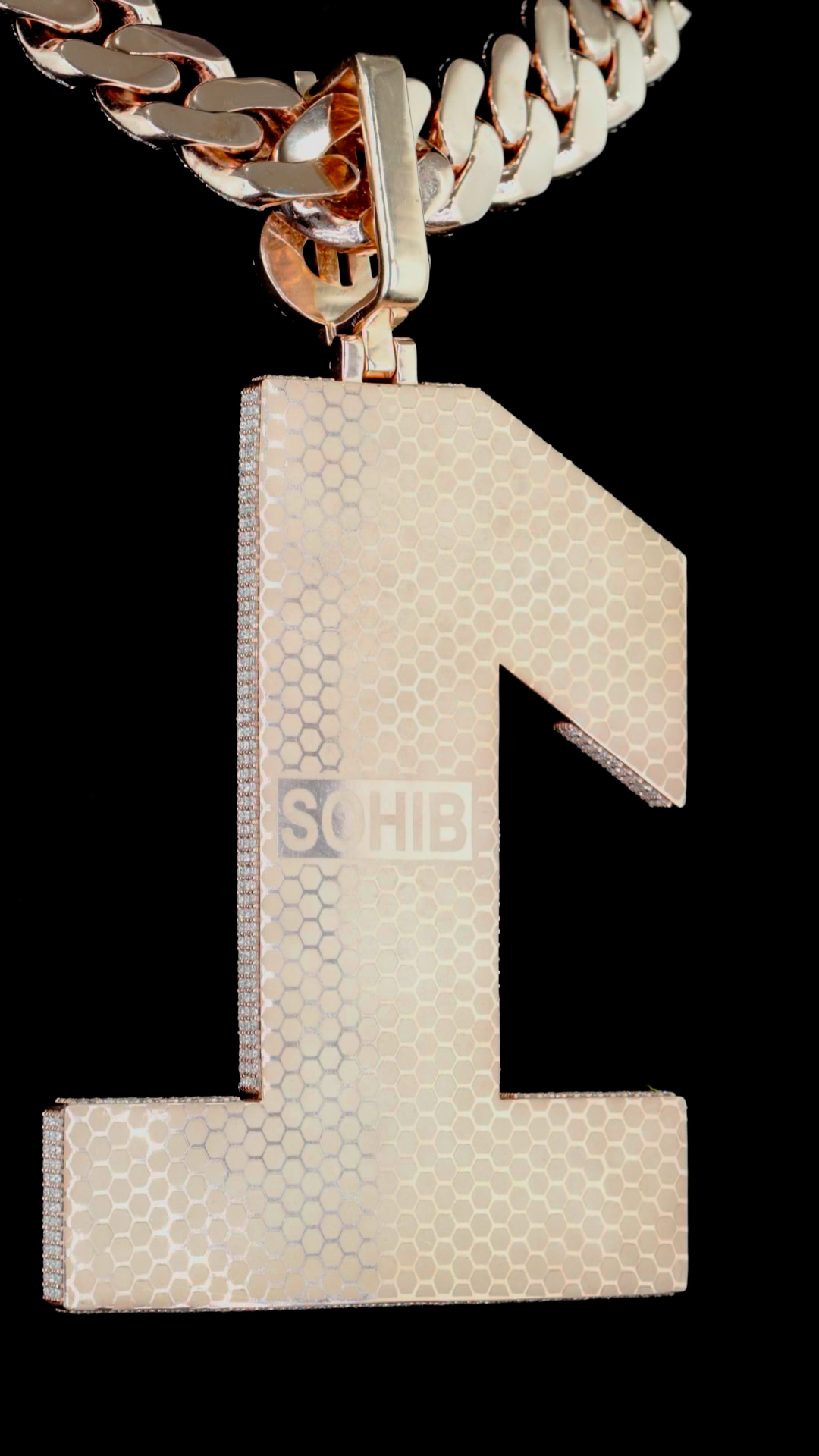 Iced Out 925 Silver VVS Moissanite Custome Dollar Sign Cuban Chain Pendant
