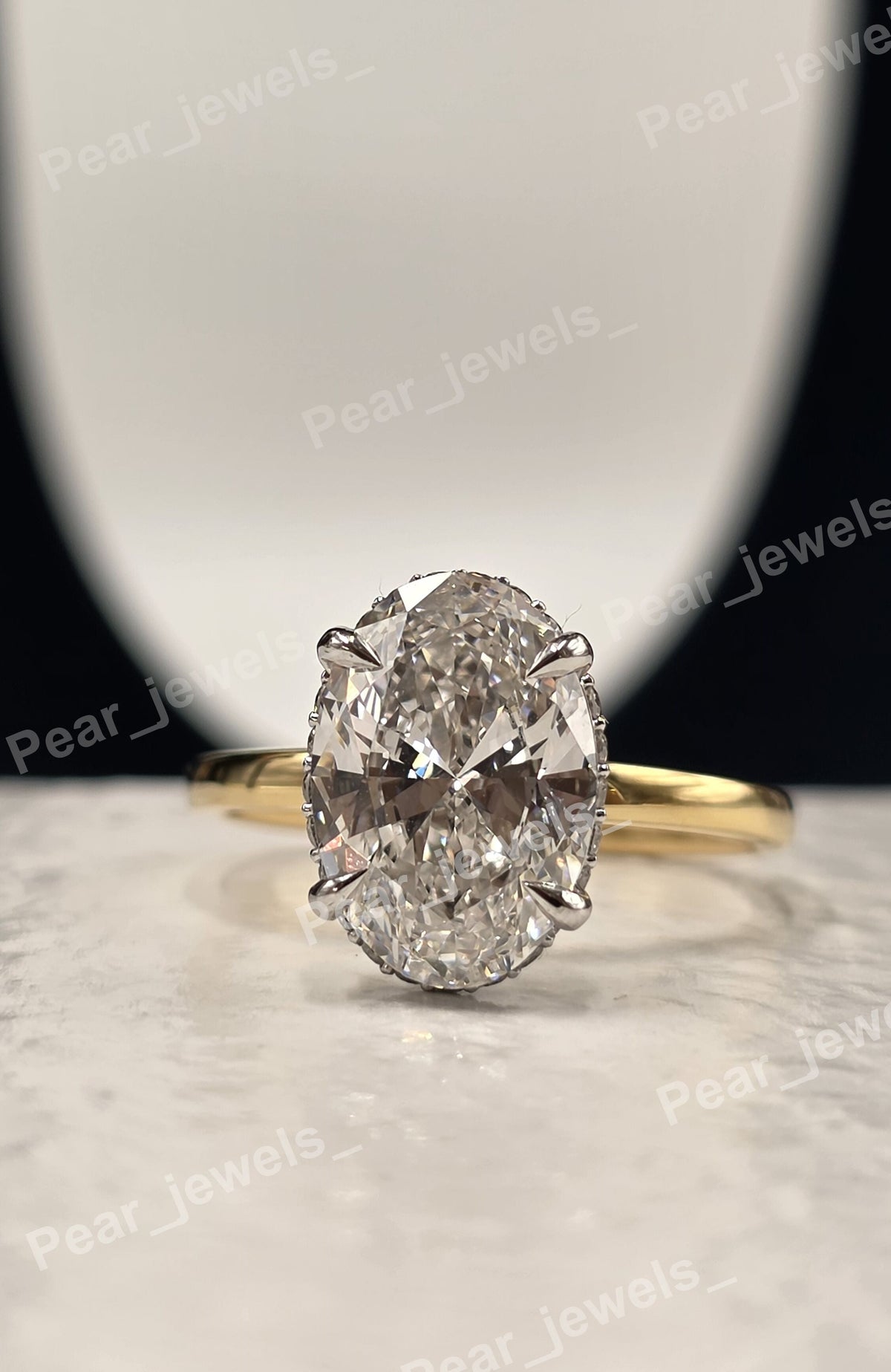 Solitaire Engagement Ring 3.38 CT Oval Cut Moissanite Diamond For Women