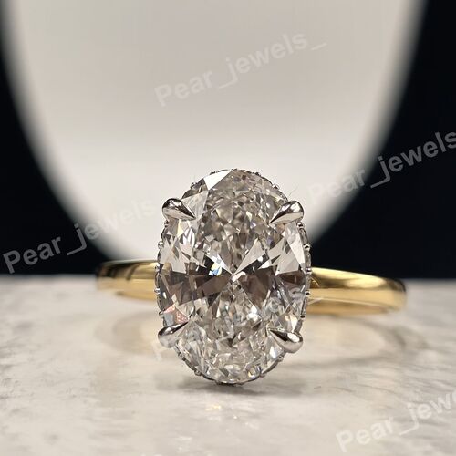 Solitaire Engagement Ring 3.38 CT Oval Cut Moissanite Diamond For Women