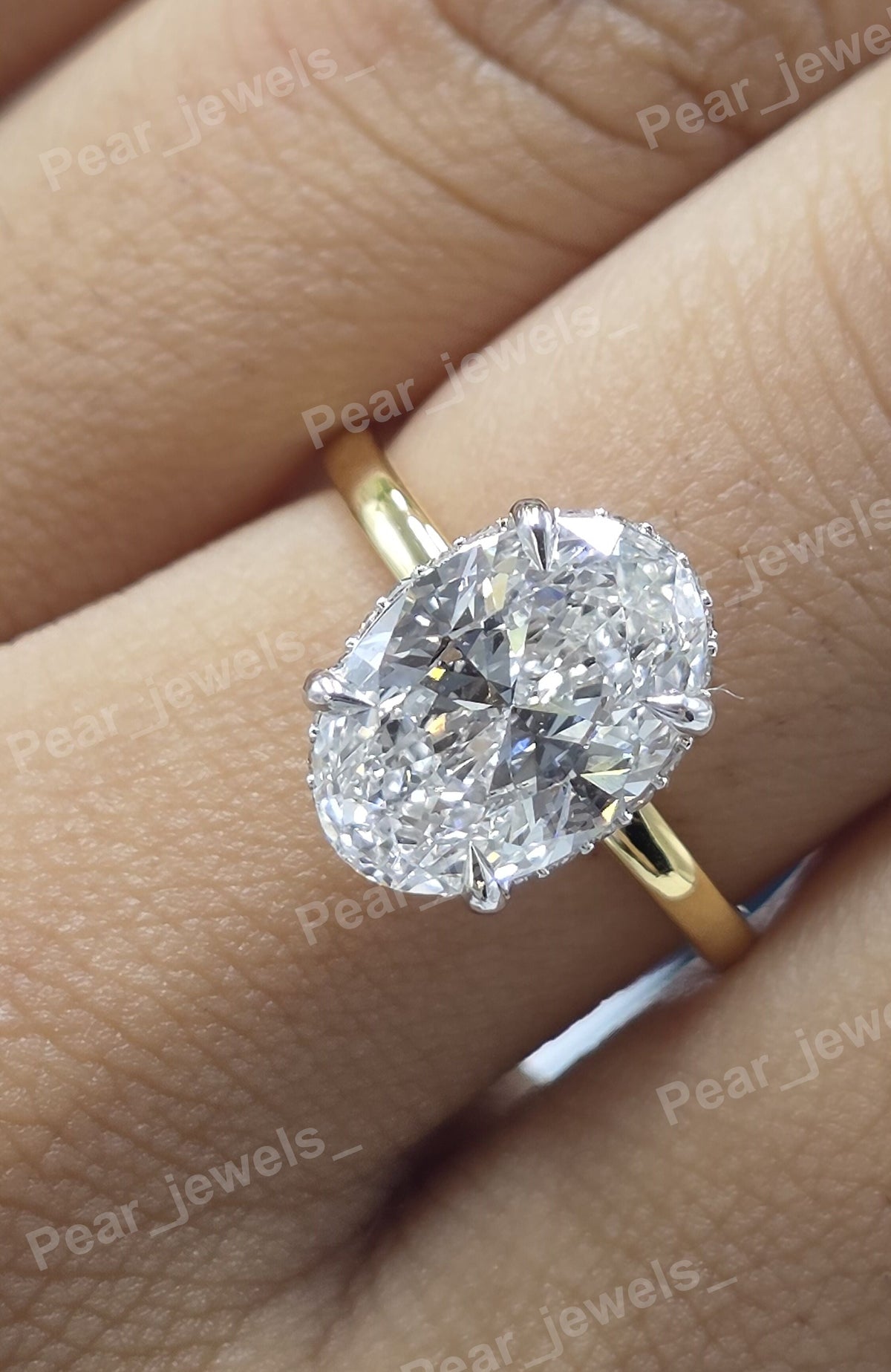 Solitaire Engagement Ring 3.38 CT Oval Cut Moissanite Diamond For Women