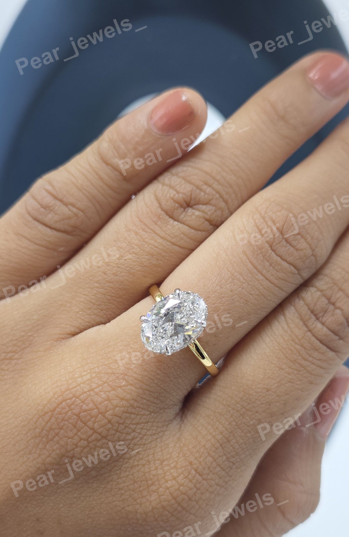Solitaire Engagement Ring 3.38 CT Oval Cut Moissanite Diamond For Women