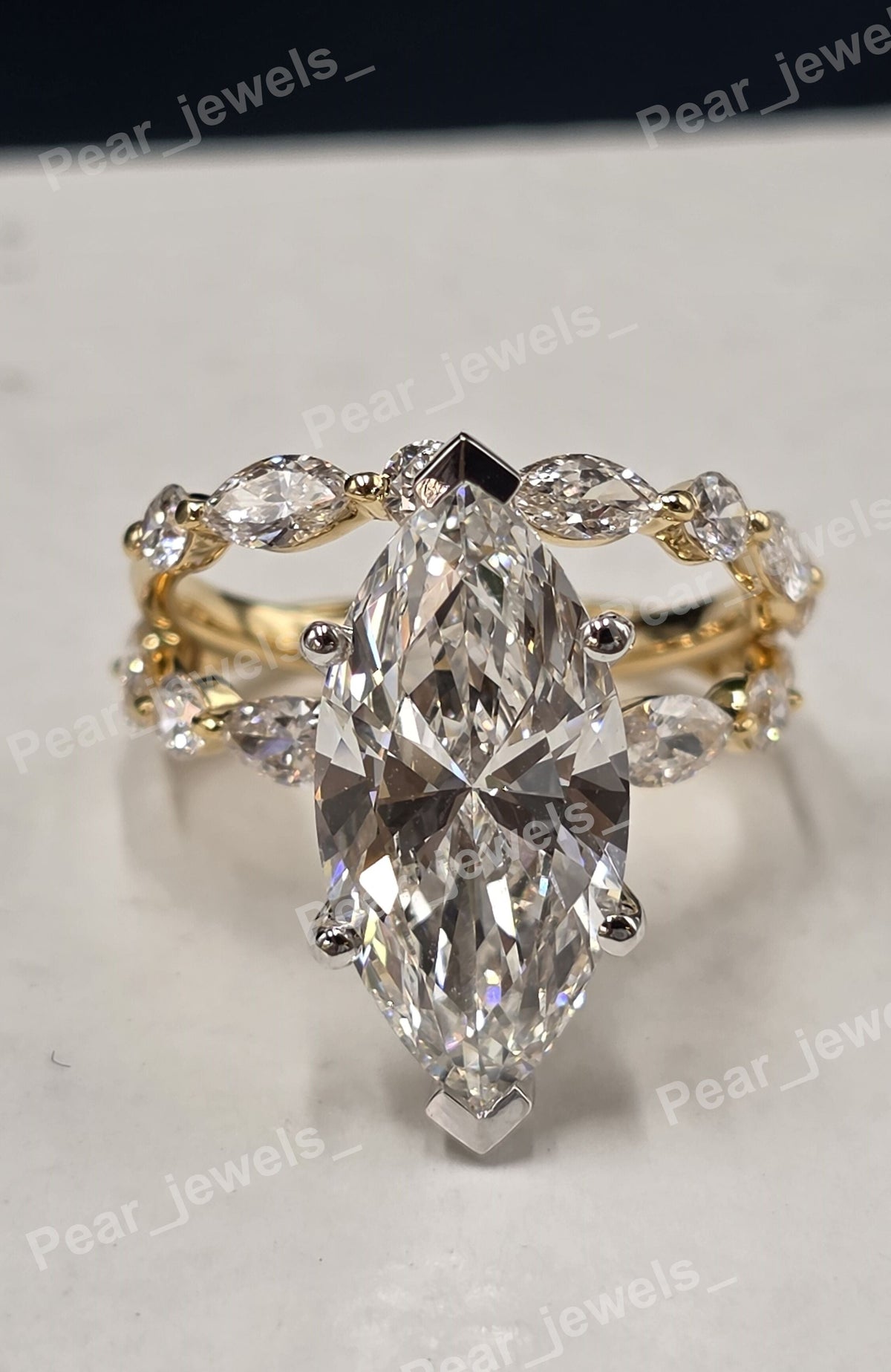 4.01 CT Marquise Cut Diamond Ring With Band For Bridal Ring Set