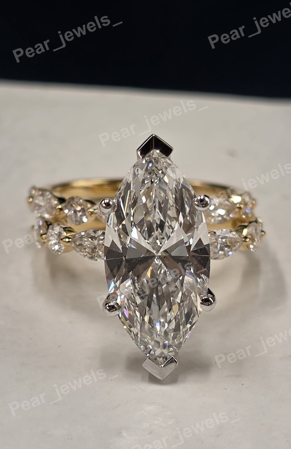 4.01 CT Marquise Cut Diamond Ring With Band For Bridal Ring Set
