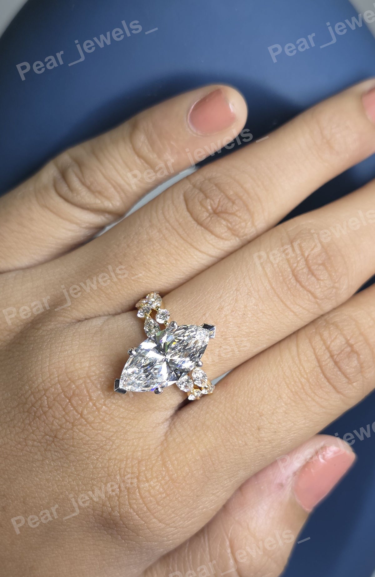 4.01 CT Marquise Cut Diamond Ring With Band For Bridal Ring Set