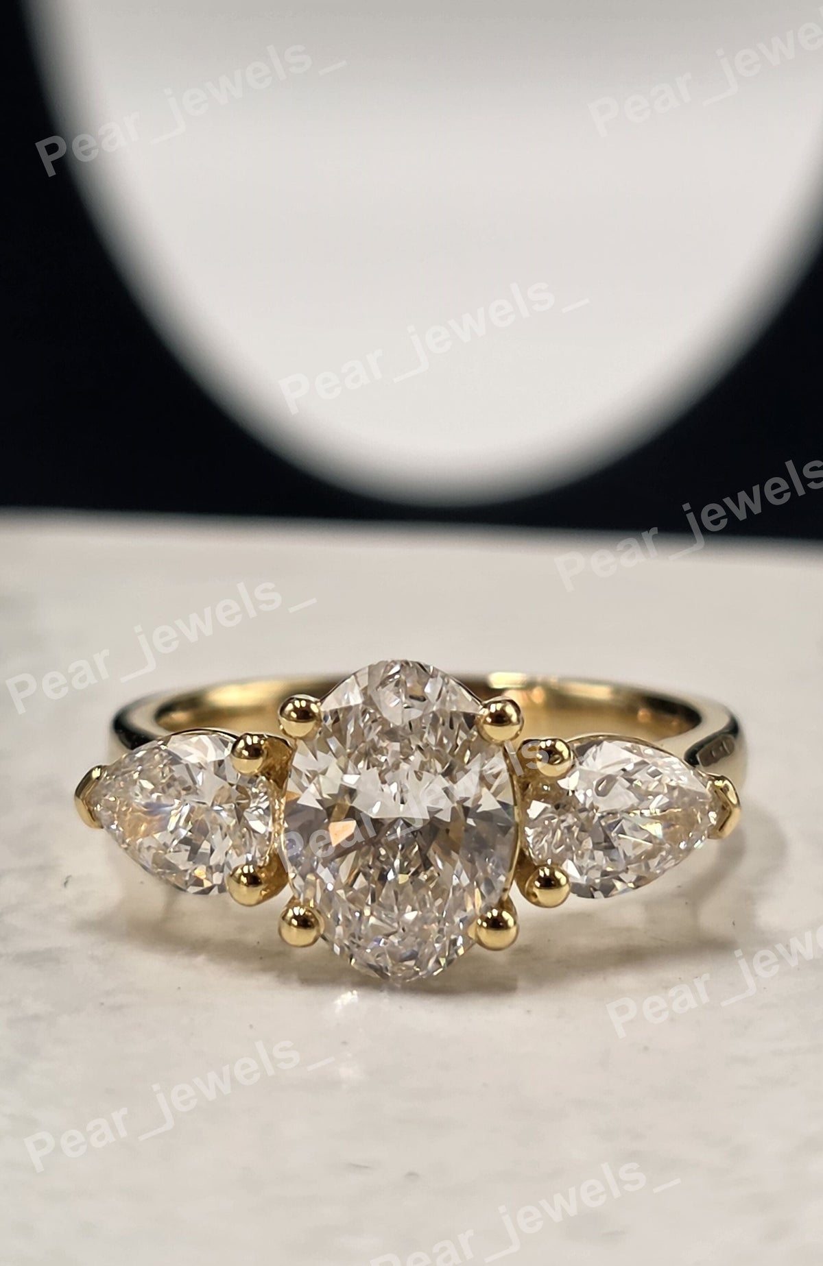 Three Stone Engagement Ring In 925 Silver With Moissanite Diamond
