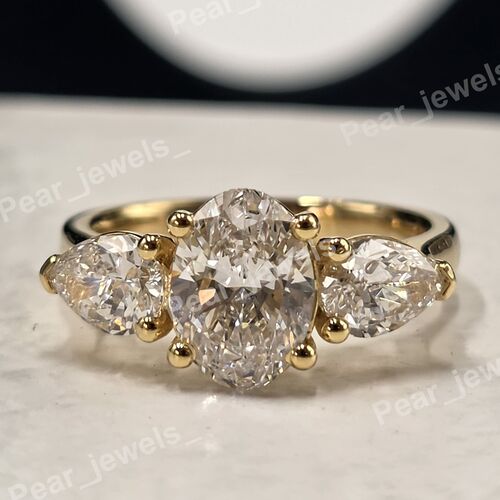 Three Stone Engagement Ring In 925 Silver With Moissanite Diamond