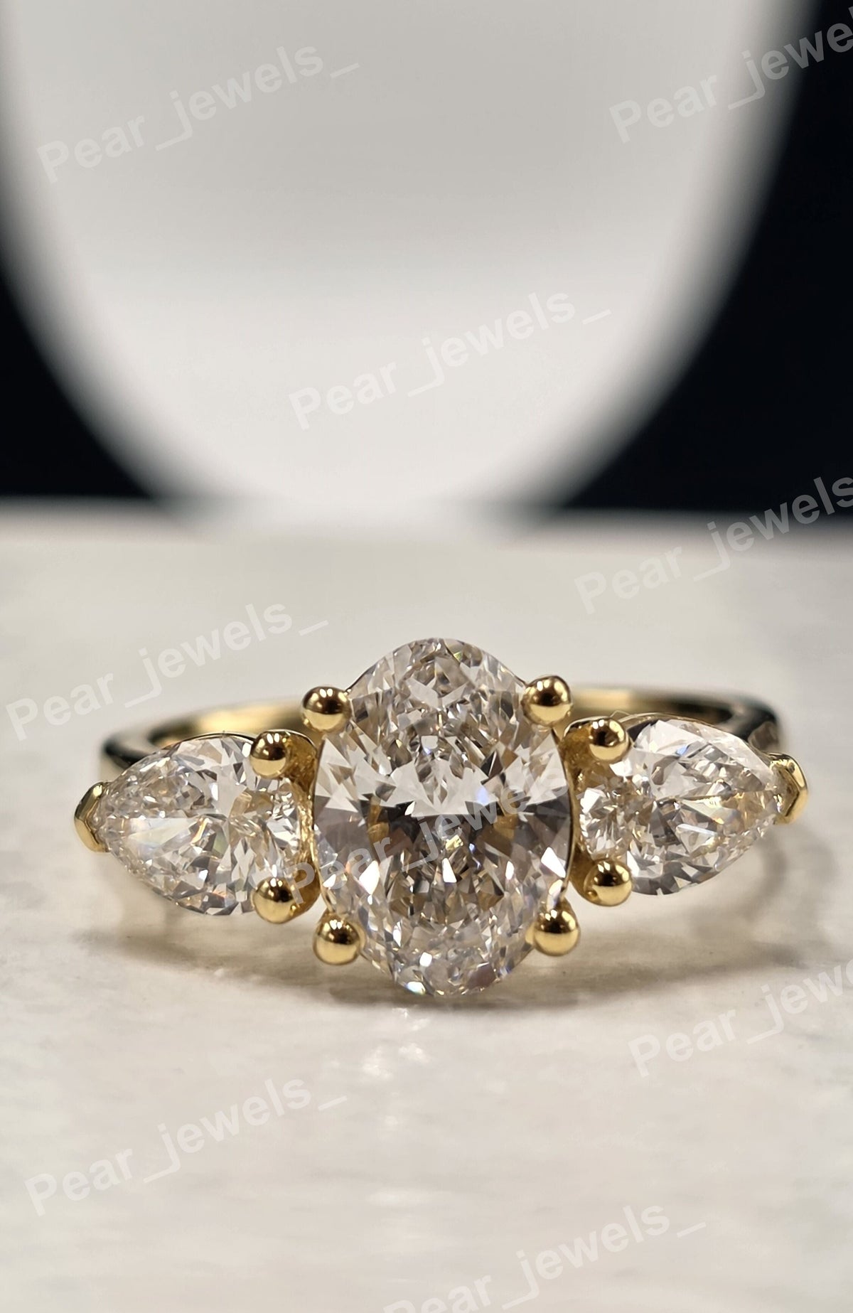 Three Stone Engagement Ring In 925 Silver With Moissanite Diamond