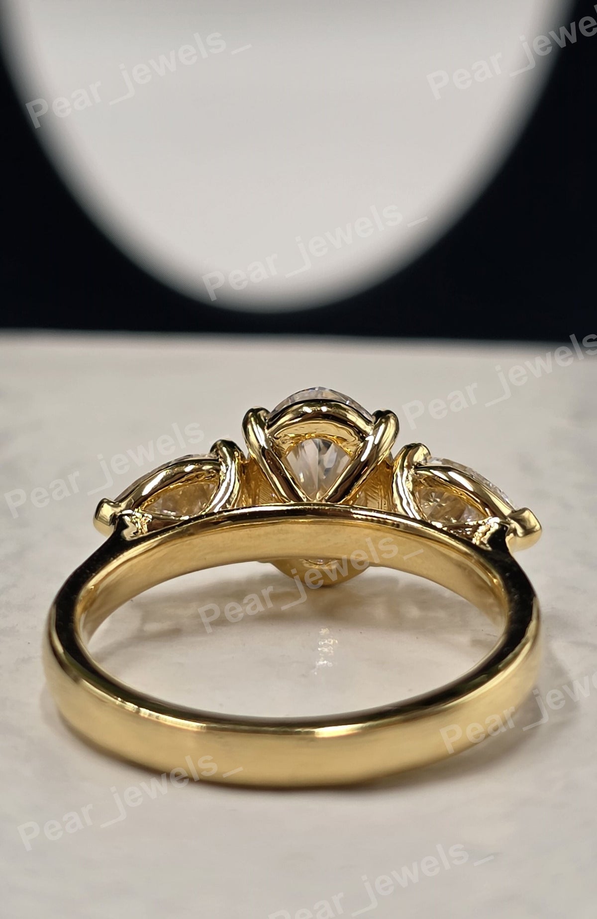 Three Stone Engagement Ring In 925 Silver With Moissanite Diamond