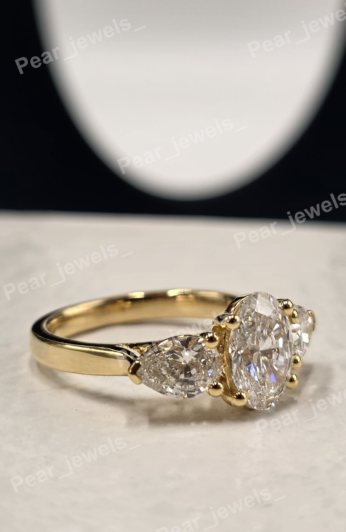 Three Stone Engagement Ring In 925 Silver With Moissanite Diamond