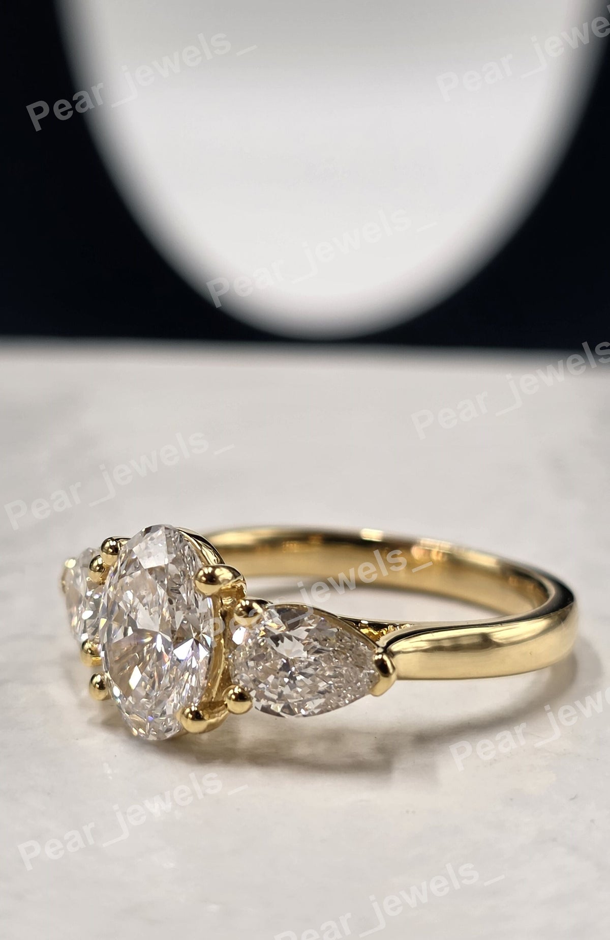 Three Stone Engagement Ring In 925 Silver With Moissanite Diamond