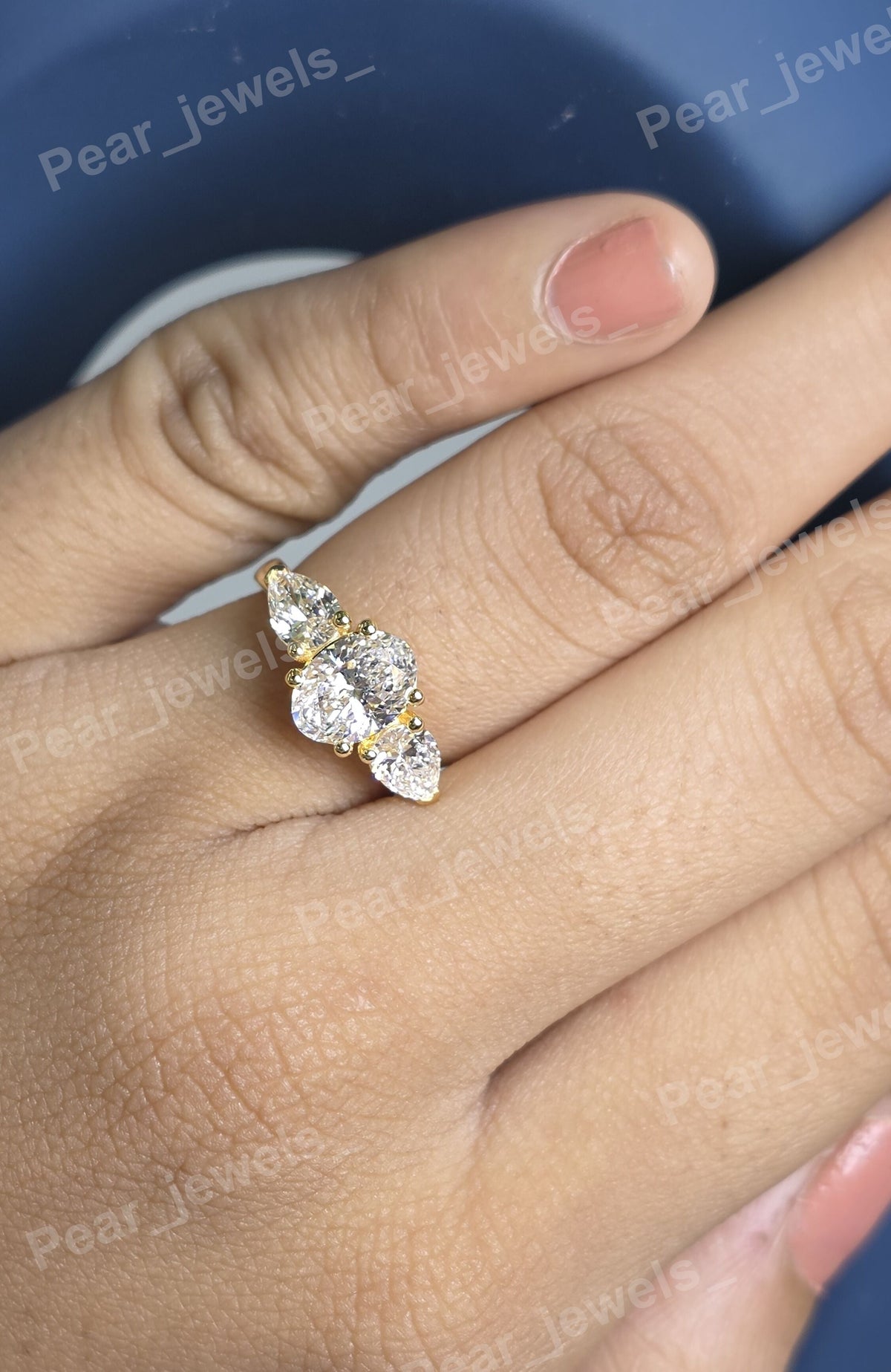 Three Stone Engagement Ring In 925 Silver With Moissanite Diamond