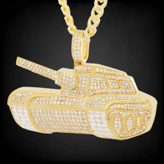 925 Silver Tank Pendant with Baguette and Round VVS Moissanite Diamond