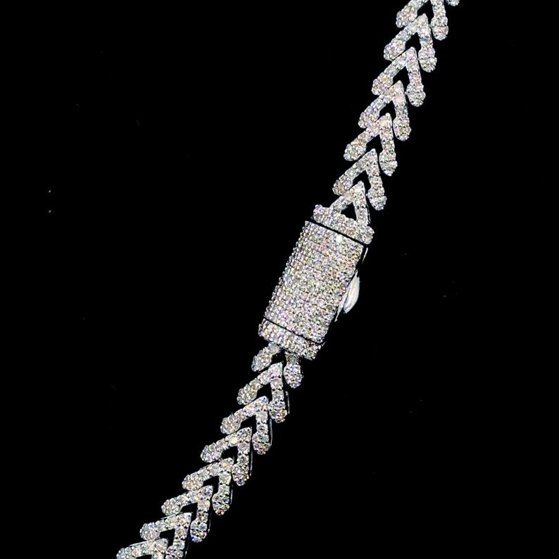 Iced Out VVS Moissanite 6mm Cuban Chain 925 Sterling Silver V-Link Unisex Necklace