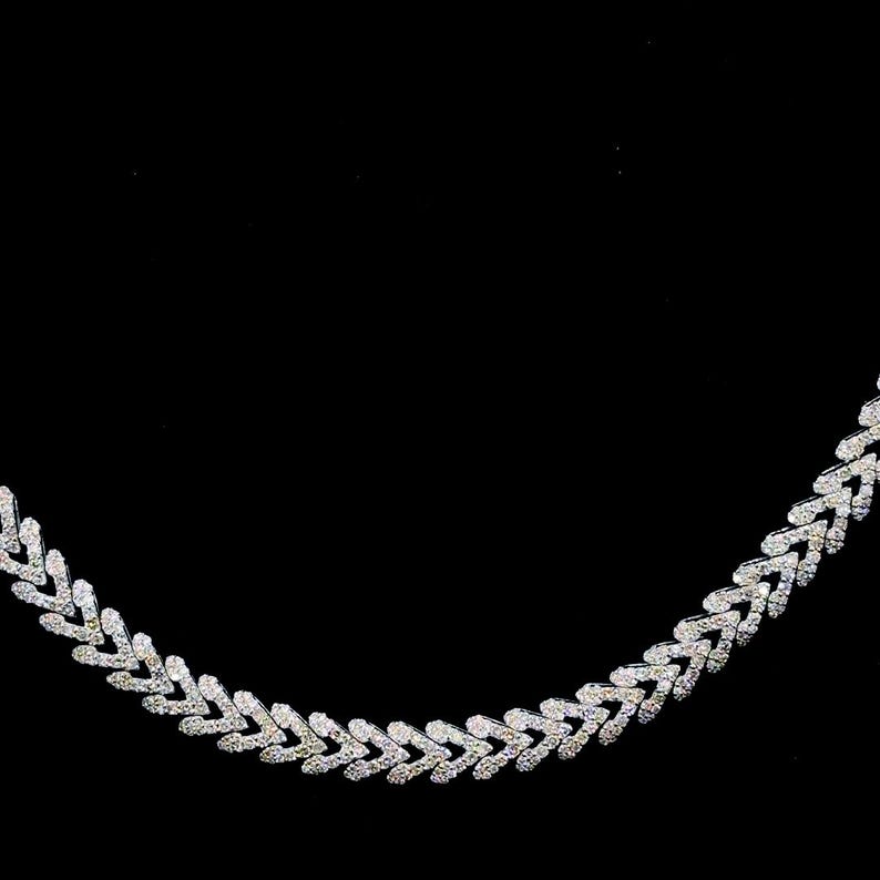 Iced Out VVS Moissanite 6mm Cuban Chain 925 Sterling Silver V-Link Unisex Necklace