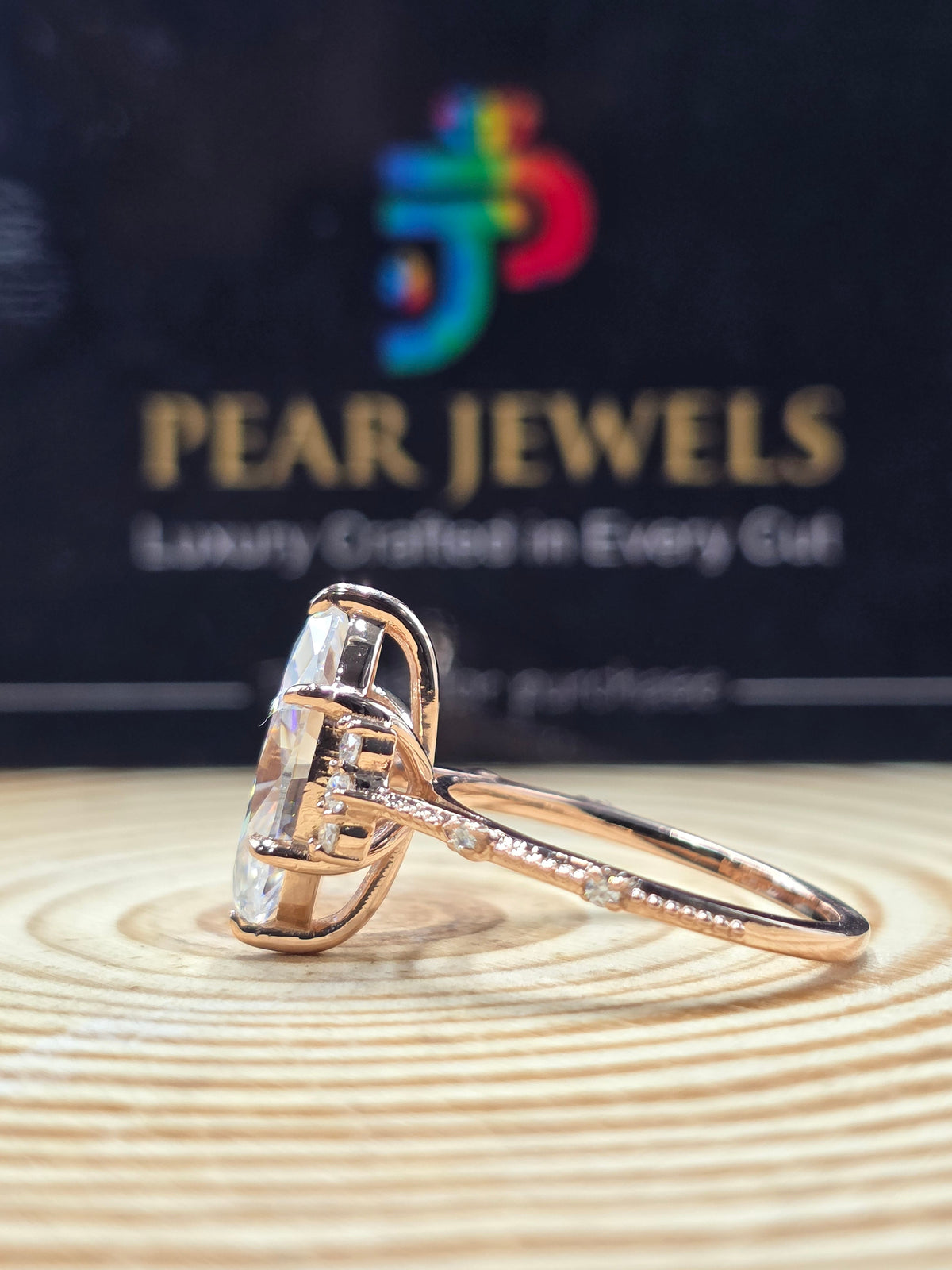Unique Marquise Moissanite Engagement Ring Double Band Chevron Style Ring