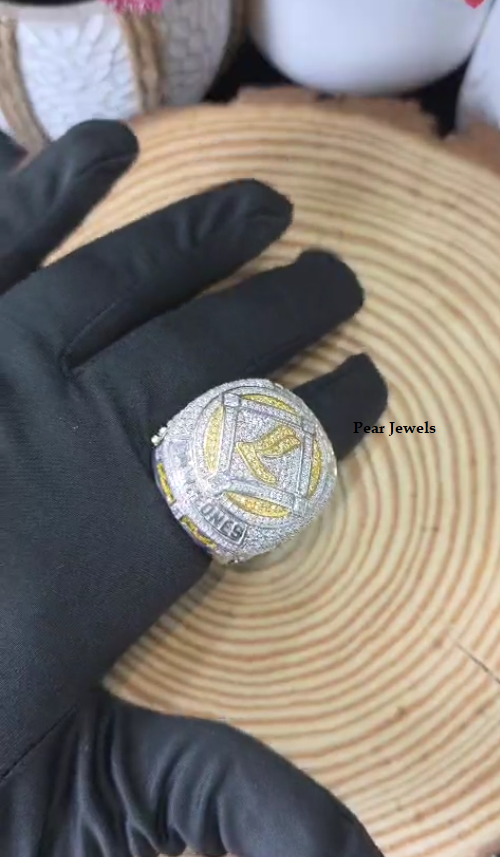 Custom Letter Iced Out Championship 925 Silver With Moissanite Diamond Ring