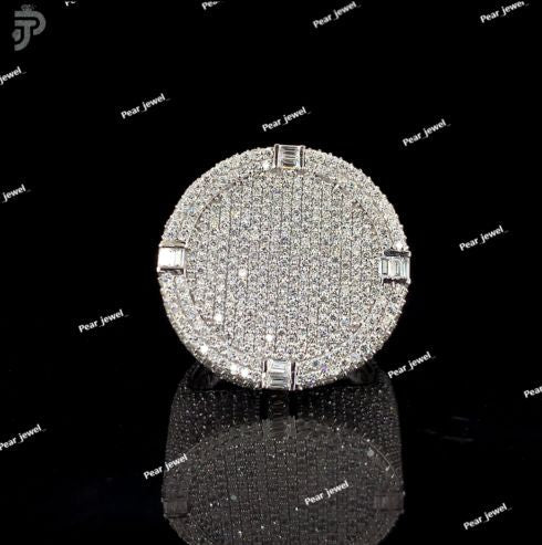 Iced Out Ring 925 Silver Luxury With Moissanite Diamond Statement Ring