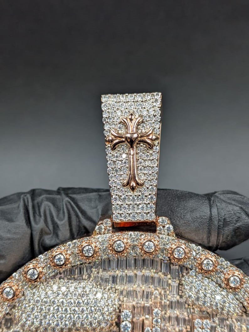 Rhodium Plated Custom City Skyline Hip Hop Luxury Moissanite Statement Pendant