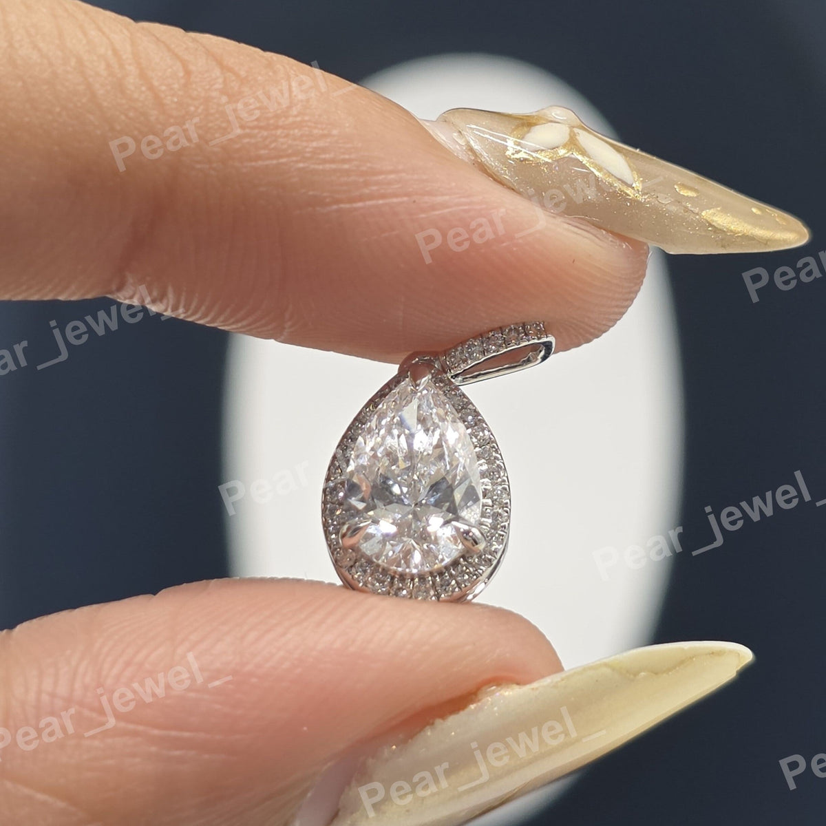 925 Sterling Silver Moissanite Diamond Pear Shape Pendant Iced Out Teardrop Pendant