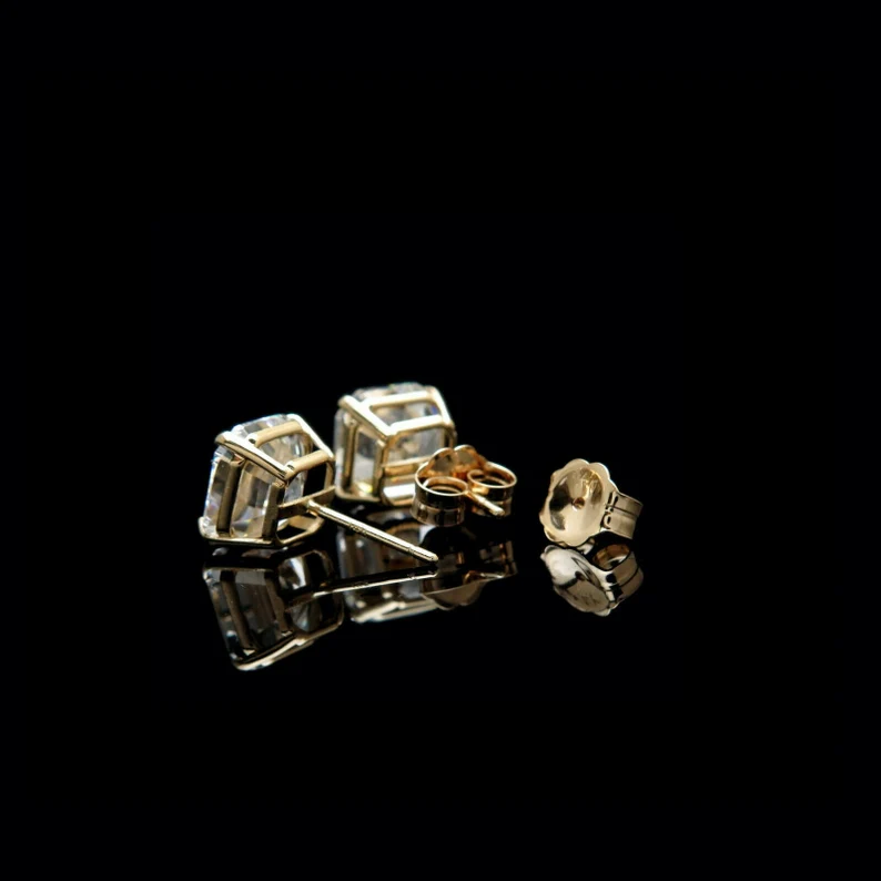 Asscher Cut Solitaire Stud Earrings Iced Out Shine