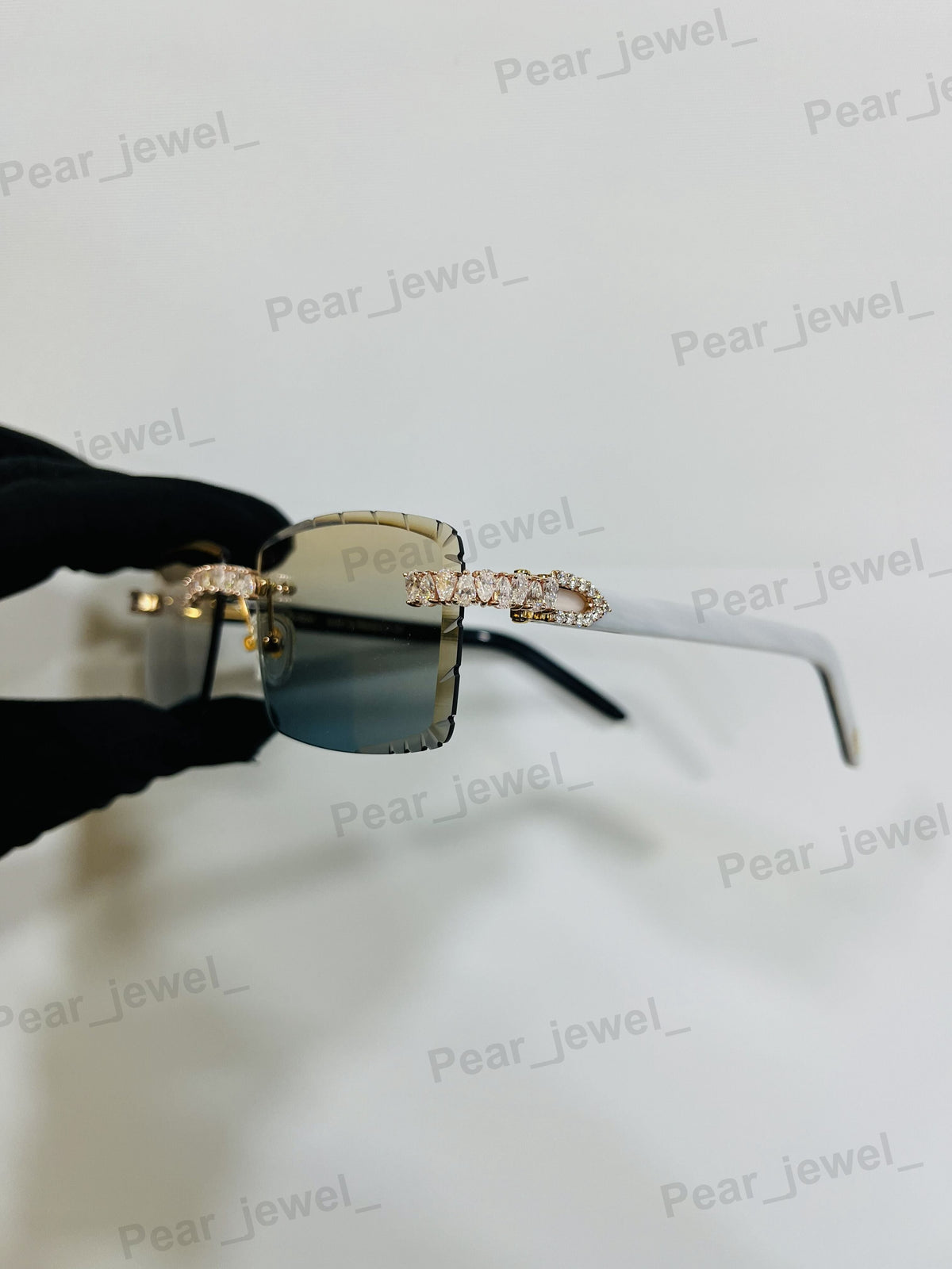 VVS Pear Cut Moissanite Diamond 925 Sterling Silver Iced Out Sunglasses