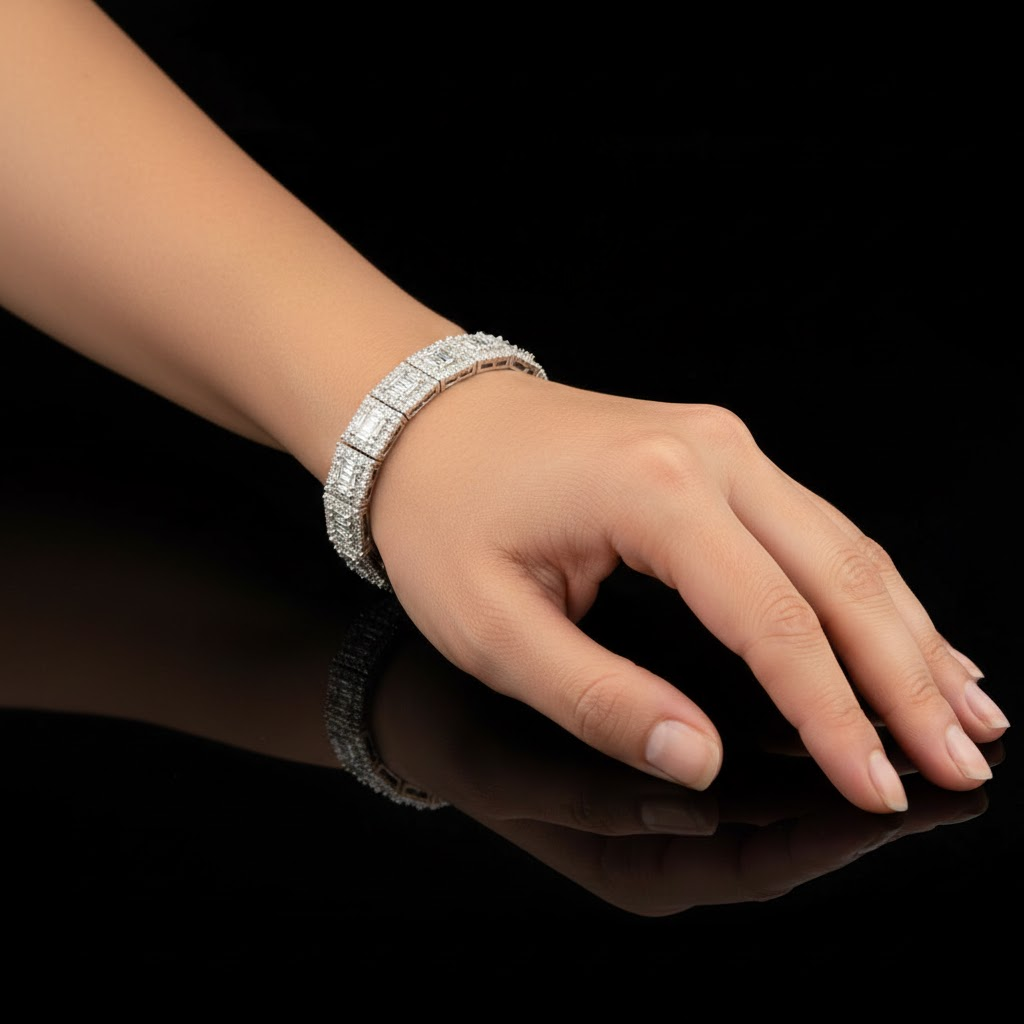 Iced Out Tennis Bracelet 925 Silver Luxury VVS Moissanite Daimond Shine Statement Jewelry
