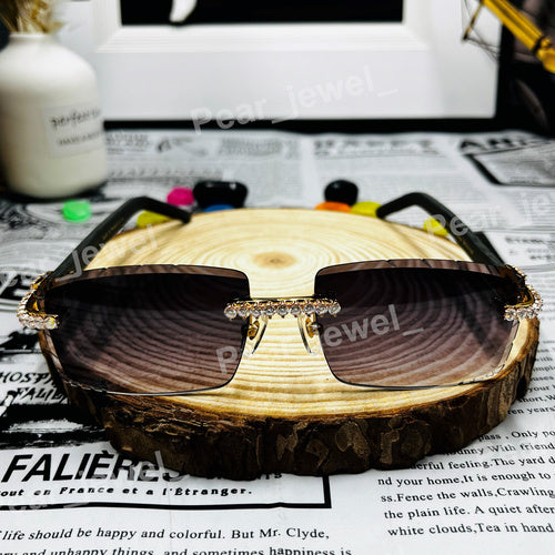 Iced Out Moissanite Diamond Gradient Glasses Luxury Bling Statement Sunglasses