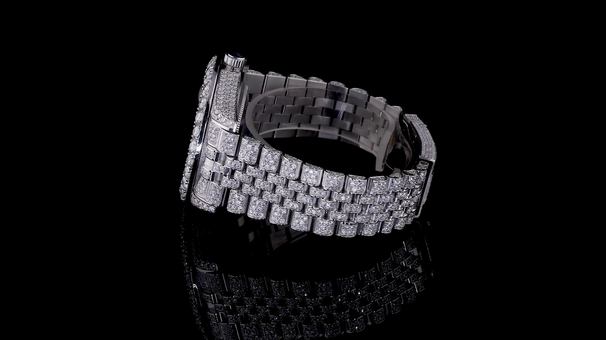 Stainless Steel Iced Out Automatic VVS Moissanite Diamond Watch