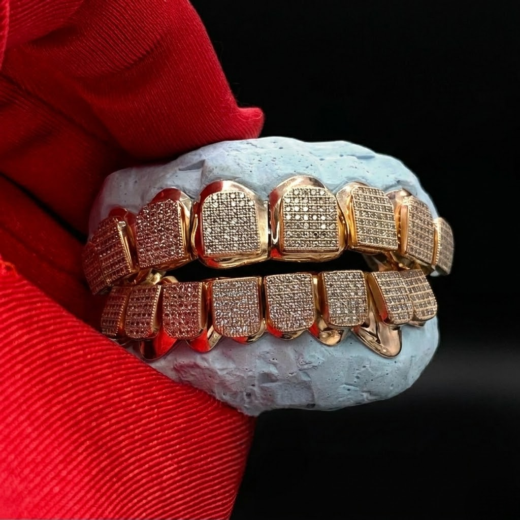 Iced Out 925 Silver Grillz Moissanite Diamond HipHop Style
