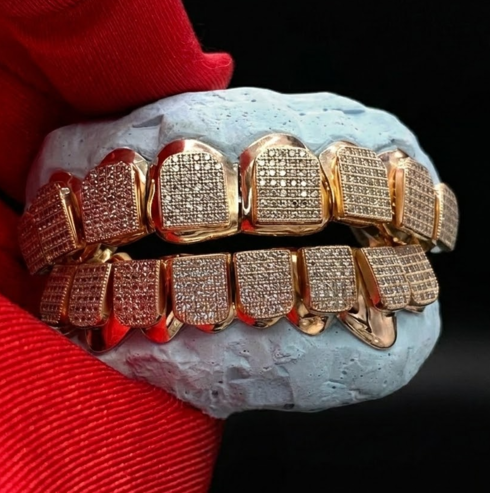 Iced Out 925 Silver Grillz Moissanite Diamond HipHop Style