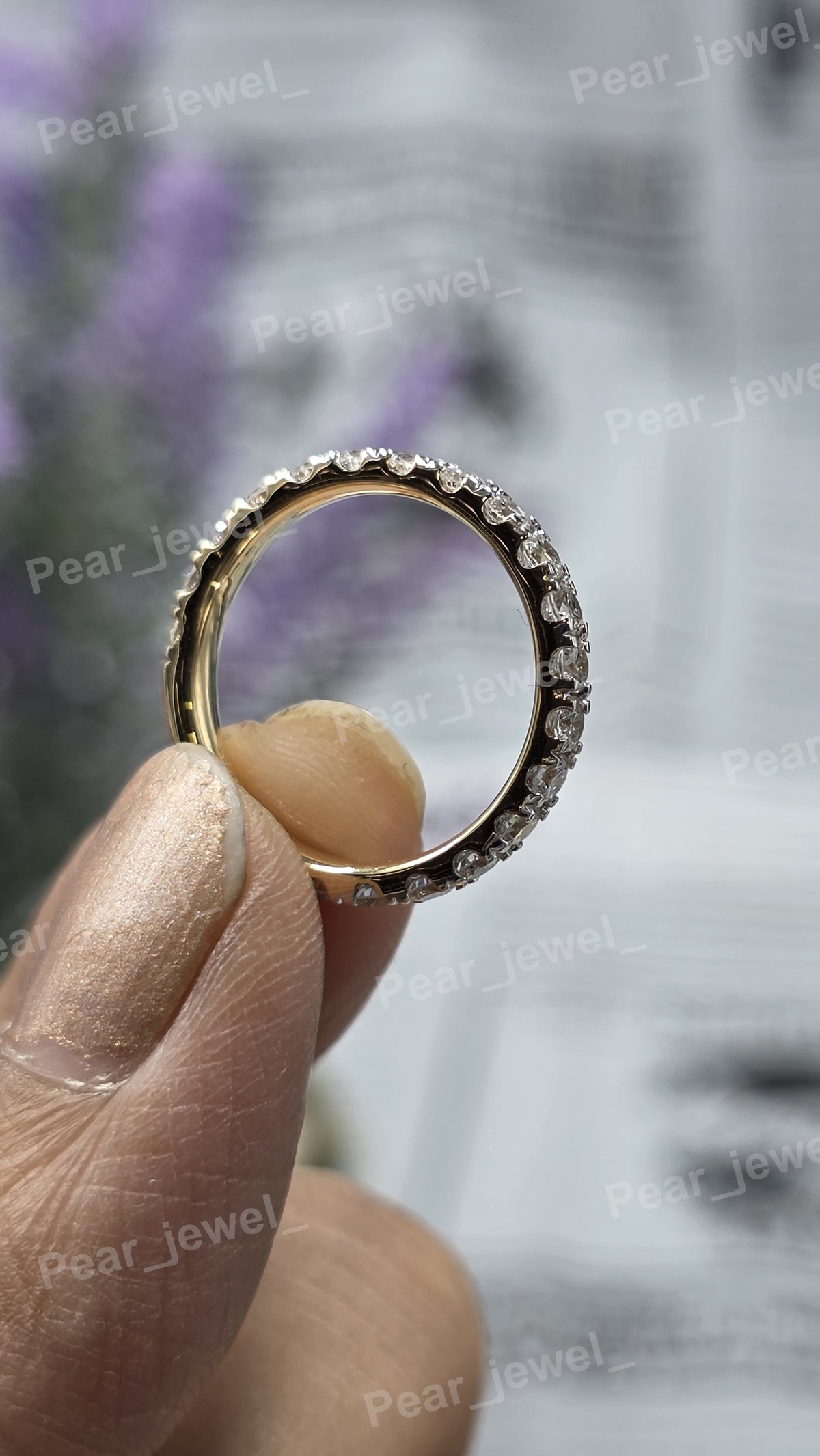 Round Cut VVS Moissanite Half Eternity Band Diamond Wedding Ring Band