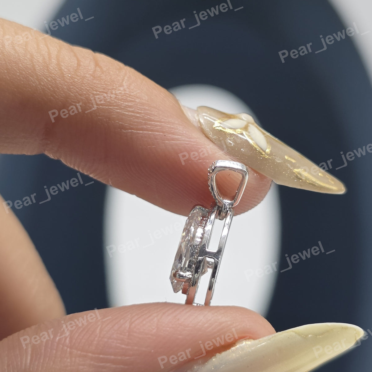 925 Sterling Silver Moissanite Diamond Pear Shape Pendant Iced Out Teardrop Pendant