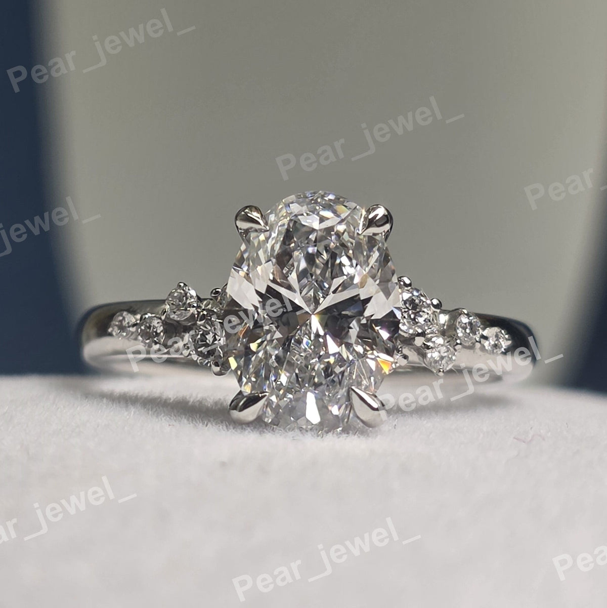 Oval Cut Diamond Proposal Ring In 925 Silver For Women Charm Ring