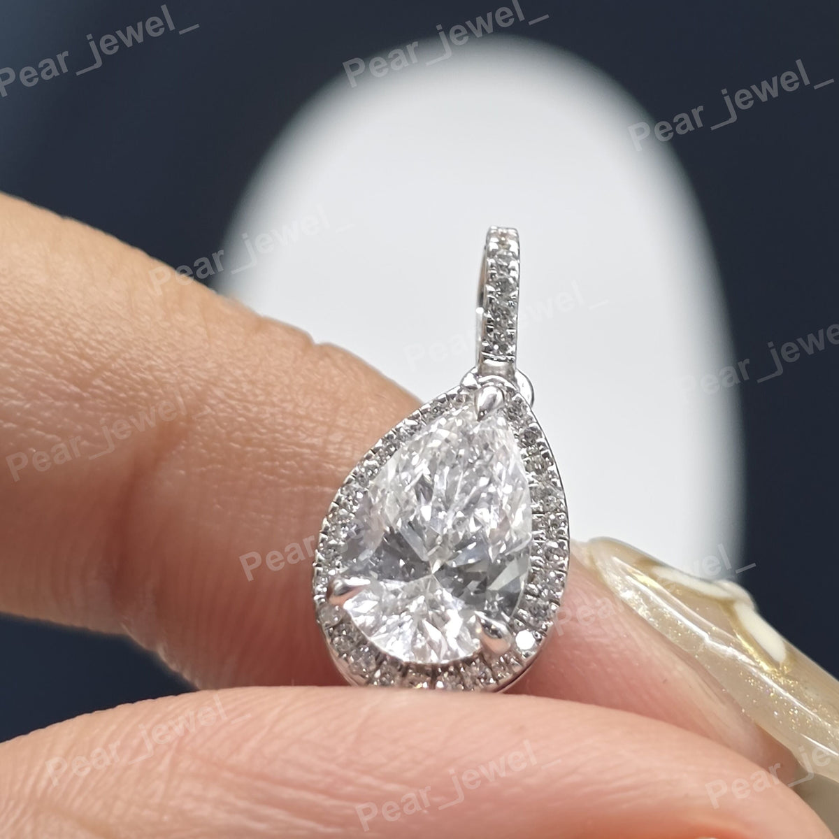 925 Sterling Silver Moissanite Diamond Pear Shape Pendant Iced Out Teardrop Pendant
