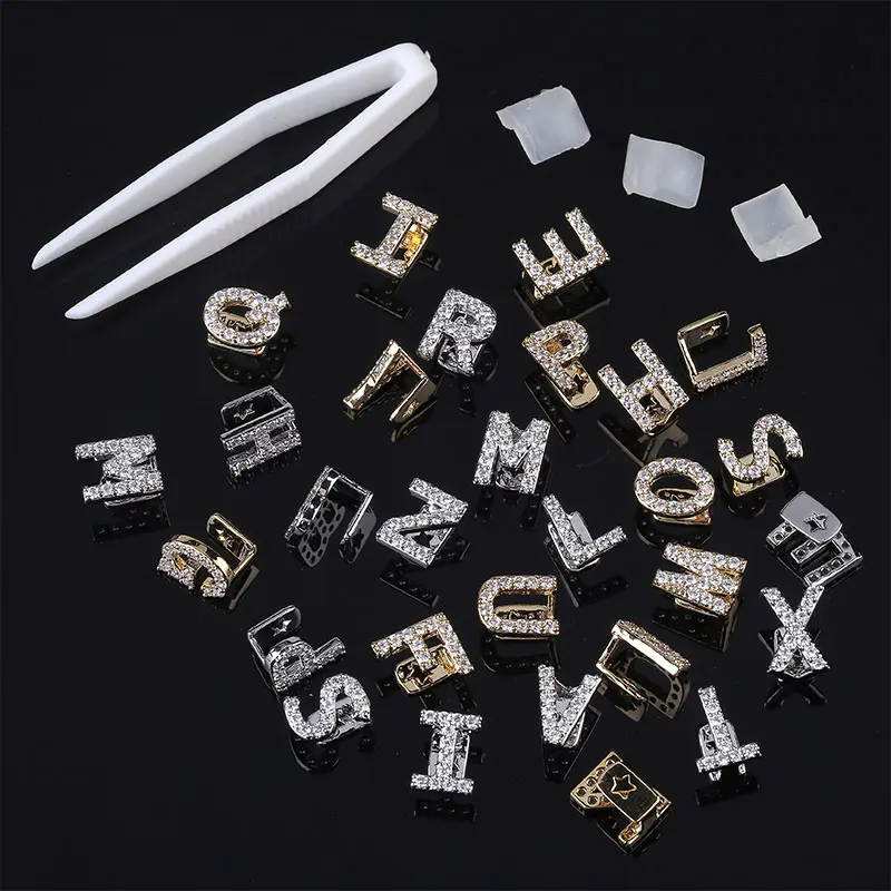 Customize Initial Letter Grillz 925 Silver Moissanite Jewelry