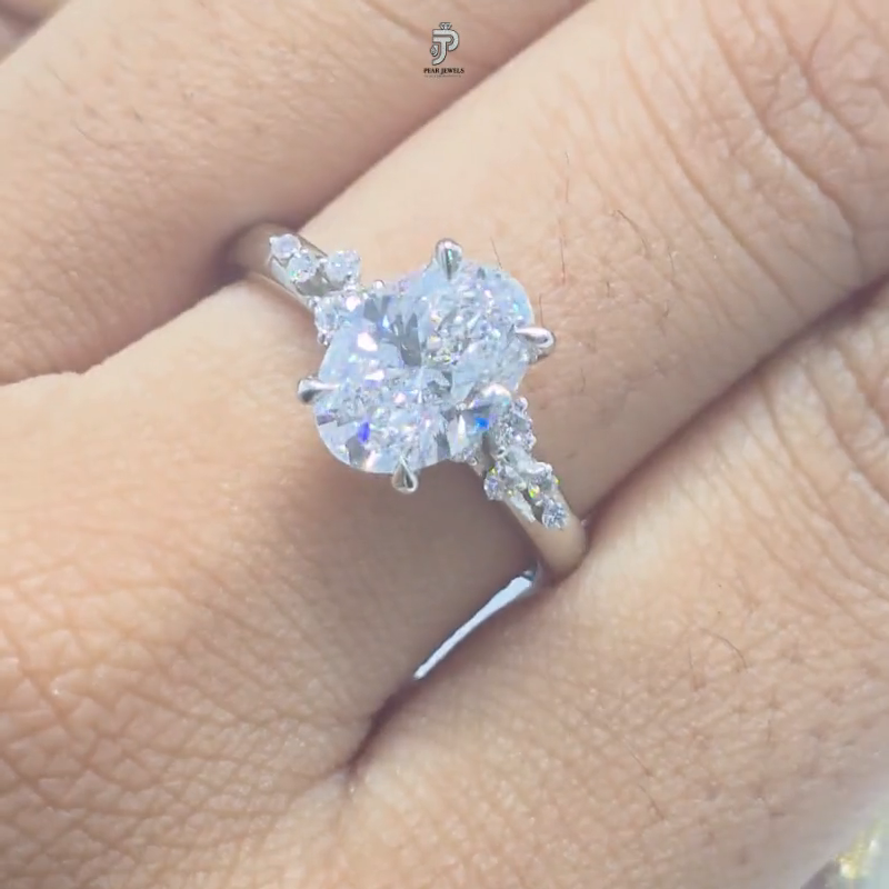 Oval Cut Diamond Proposal Ring In 925 Silver For Women Charm Ring