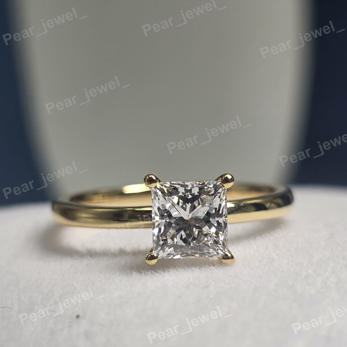 VVS Moissanite Diamond Princess Cut Engagement Proposal Charm Ring
