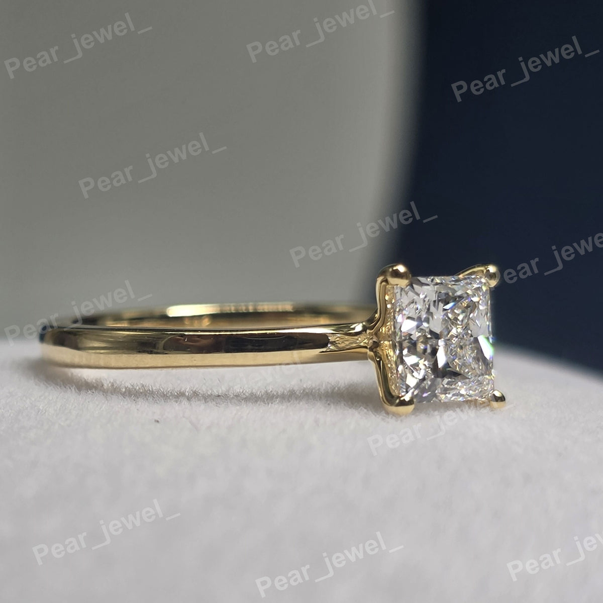 VVS Moissanite Diamond Princess Cut Engagement Proposal Charm Ring