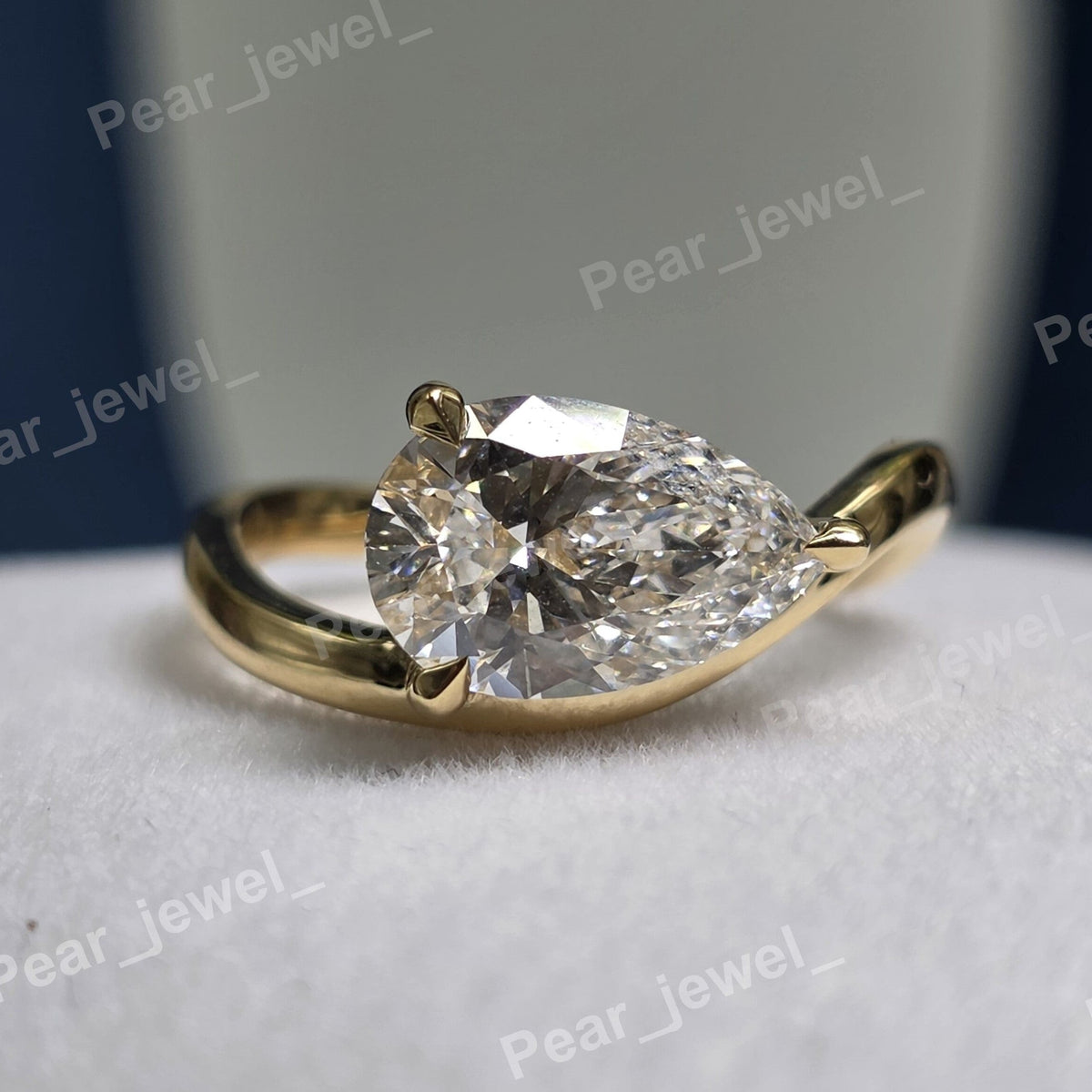925 Sterling Silver Moissanite Diamond Pear Cut Ring Solitaire Engagement Ring Womens Fine Jewelry
