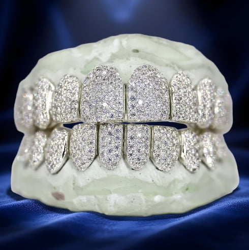 Silver Iced Out VVS Moissanite Diamond Custom Hip Hop Teeth Statement Jewelry