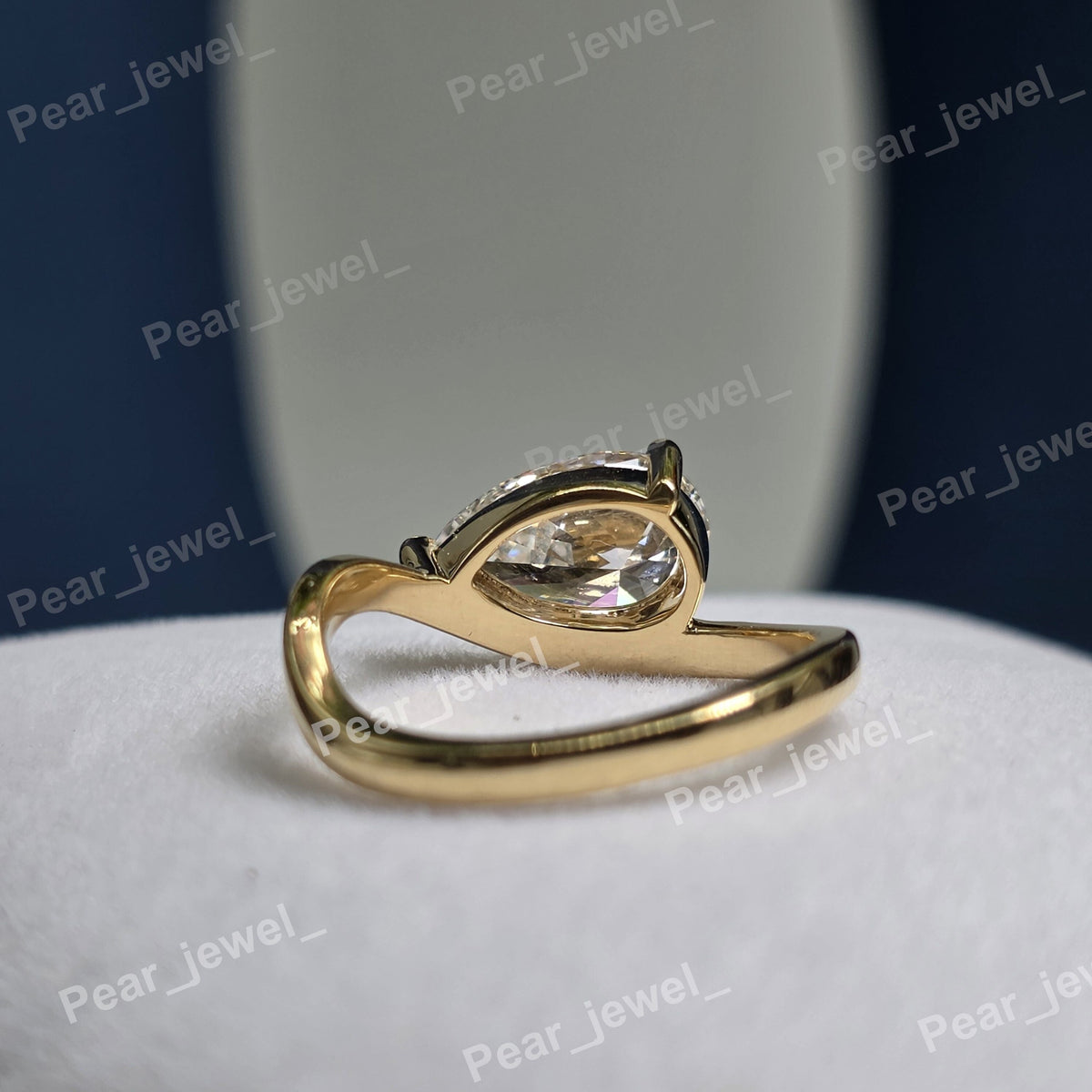 925 Sterling Silver Moissanite Diamond Pear Cut Ring Solitaire Engagement Ring Womens Fine Jewelry