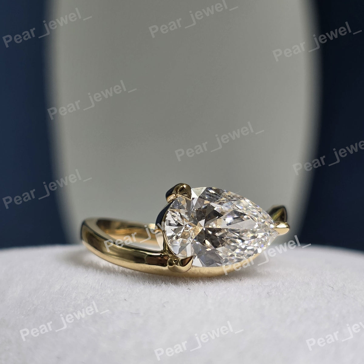 925 Sterling Silver Moissanite Diamond Pear Cut Ring Solitaire Engagement Ring Womens Fine Jewelry