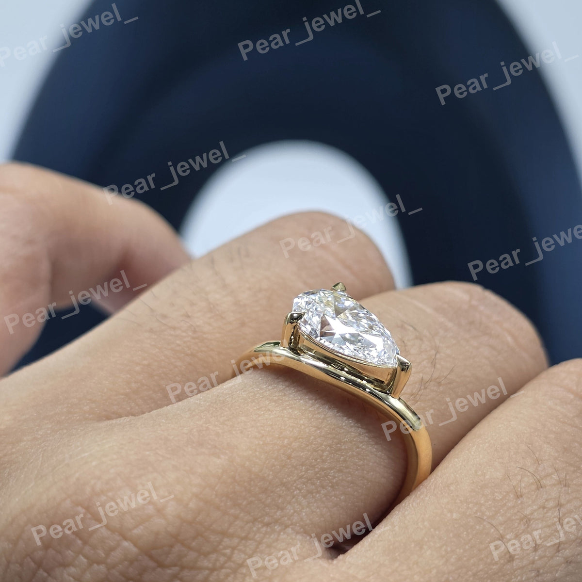 925 Sterling Silver Moissanite Diamond Pear Cut Ring Solitaire Engagement Ring Womens Fine Jewelry