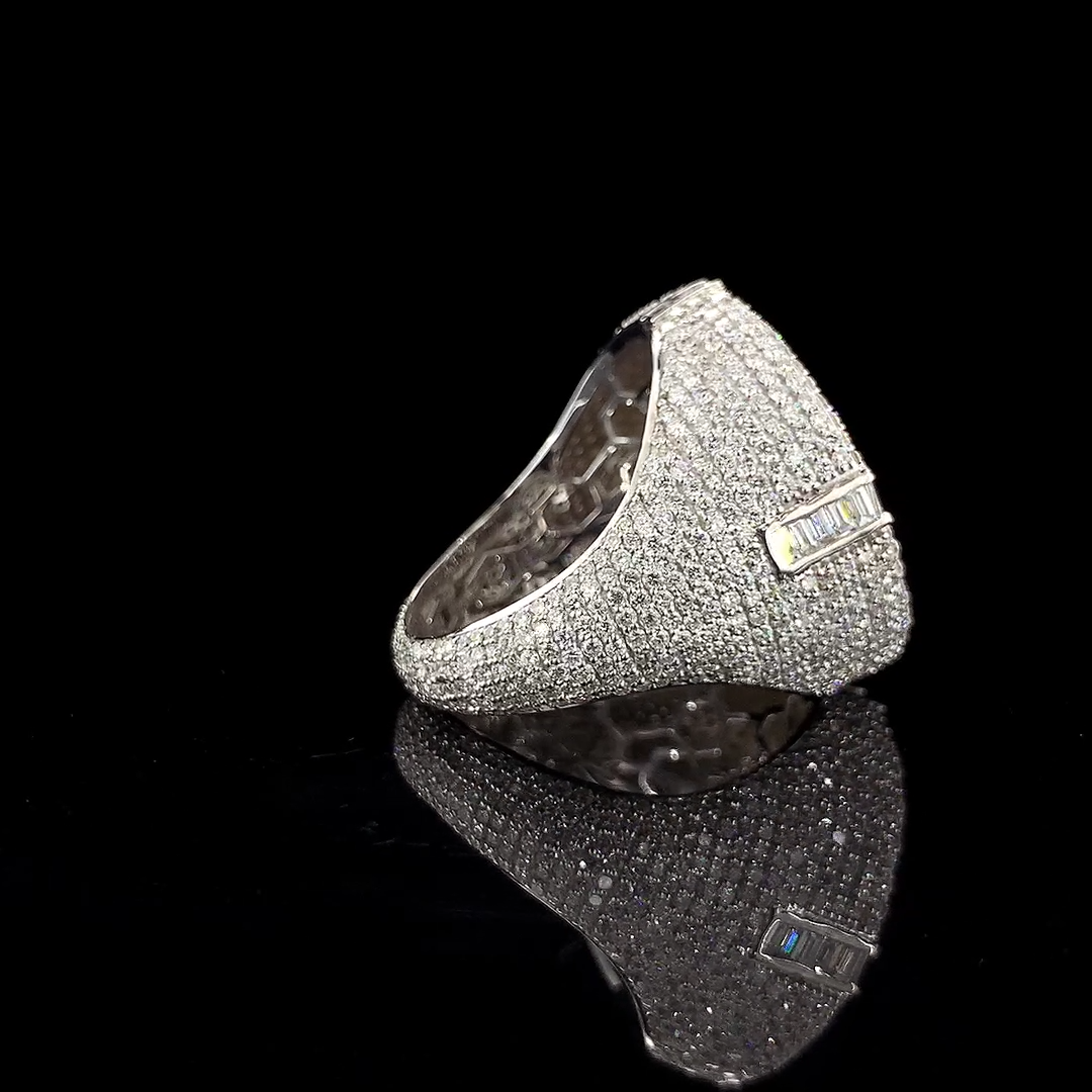 Iced Out Ring 925 Silver Luxury With Moissanite Diamond Statement Ring