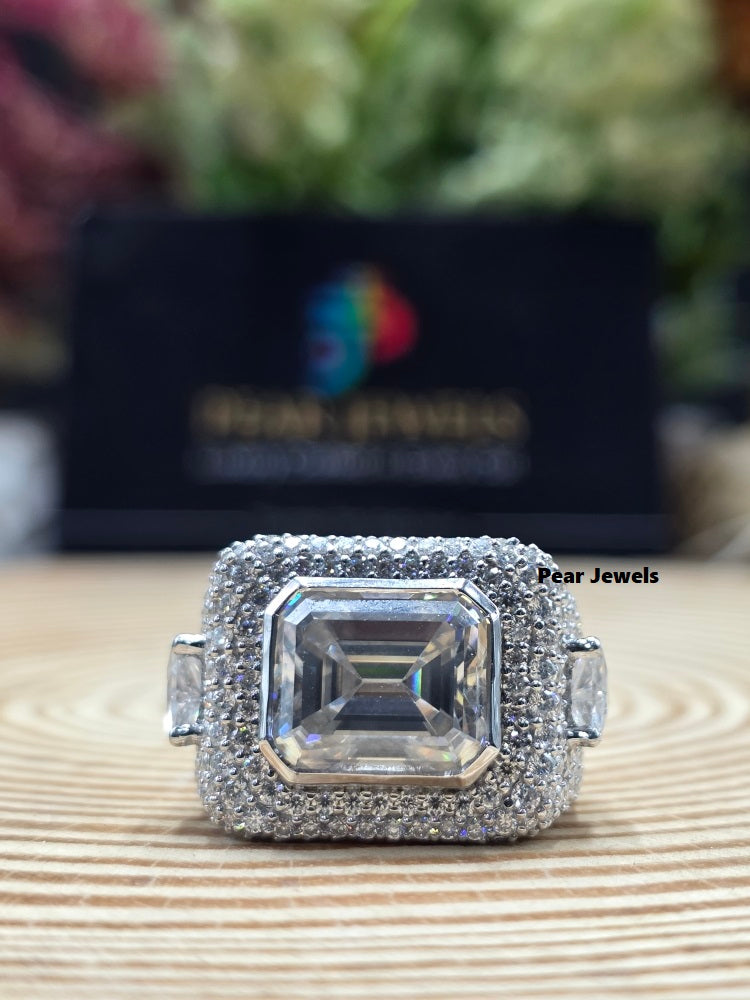 925 Sterling Silver VVS Moissanite Diamond Hip Hop Ring
