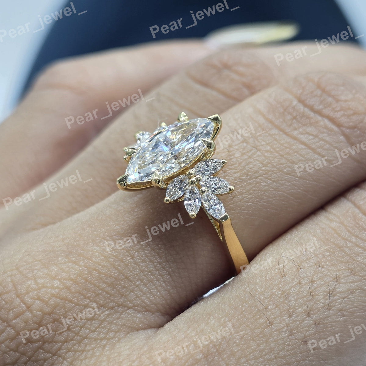 1.80 CT Marquise Cut Moissanite Diamond Sparking Ring For Wedding Wear