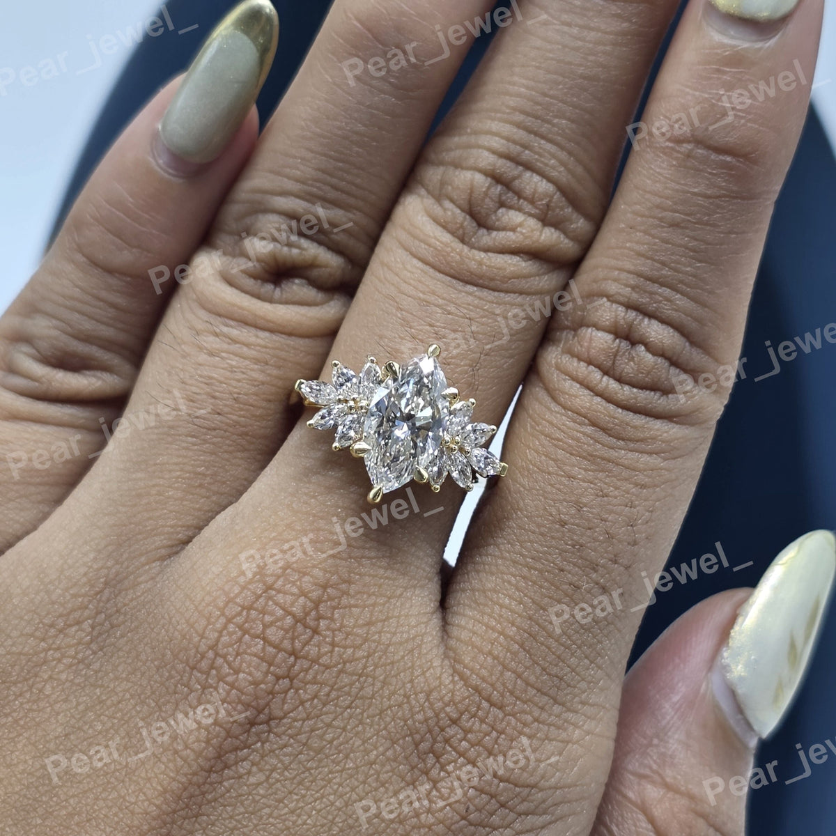 1.80 CT Marquise Cut Moissanite Diamond Sparking Ring For Wedding Wear